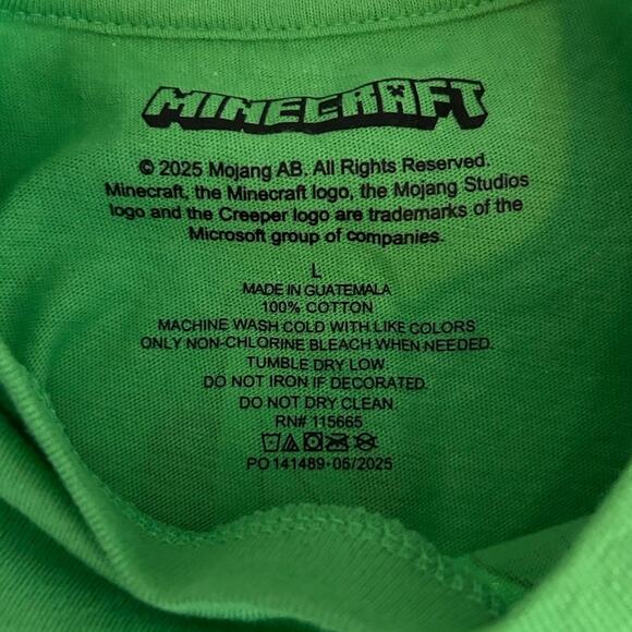MINECRAFT Graphic Tee Front & Back NEW Green SS Cotton Size Youth L - Picture 5 of 5